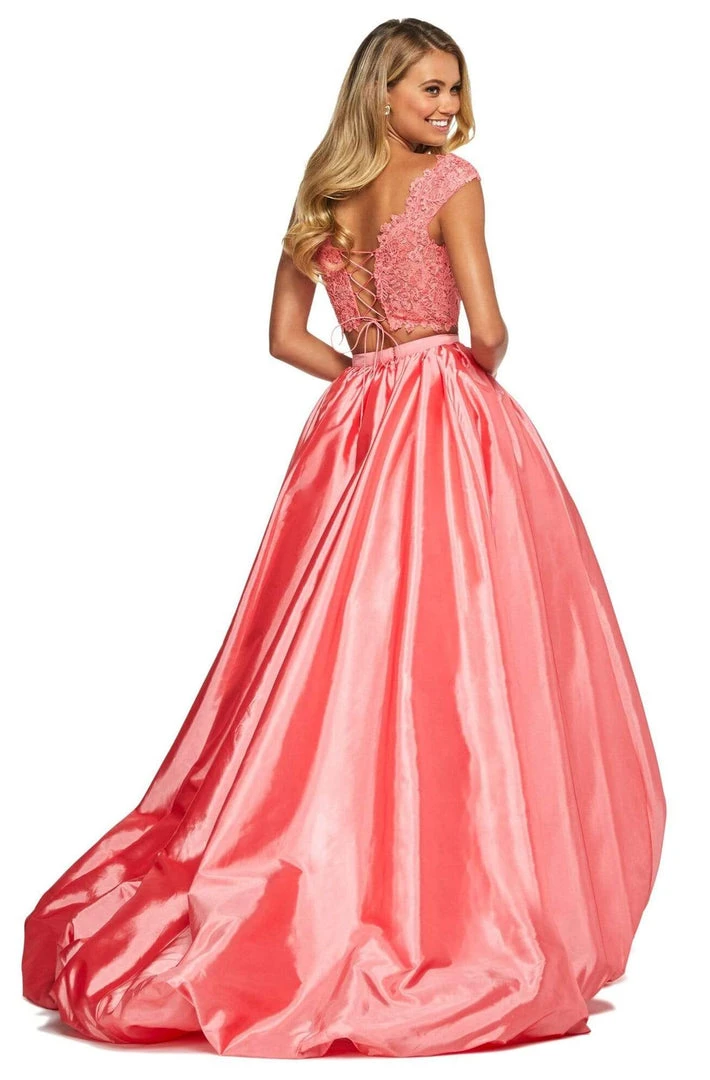 Sherri Hill - 53579 Cap Sleeve Lace Bodice High Low Dress 4 Sherri Hill - 53579 Cap Sleeve Lace Bodice High Low Dress