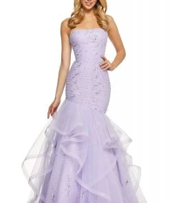 Sherri Hill - 53580 Strapless Beaded Pleat-Ornate Trumpet Dress