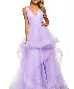 Sherri Hill - 53586 Ruffle-Layered Sequin Tulle Ballgown