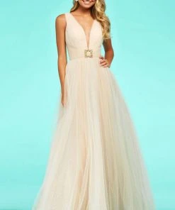 Sherri Hill - 53590 V-Neck A-Line Tulle Dress