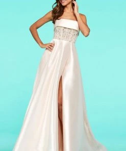 Sherri Hill - 53600 Strapless Lace Corset Bodice A-Line Dress