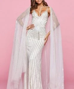 Sherri Hill - 53611 V-Neck Beaded Fitted Dress