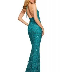 Sherri Hill - 53614 Long Beaded High Halter Dress