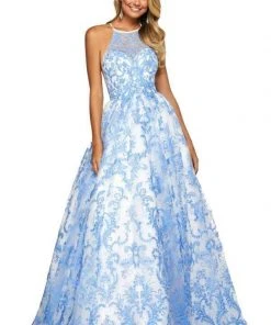 Sherri Hill - 53620 Lace Applique Halter Neck Ballgown
