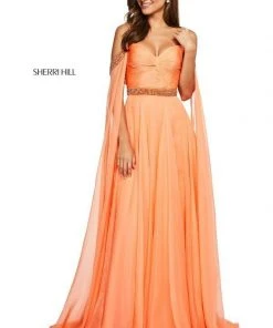 Sherri Hill - 53630 Ruched Beaded Chiffon A-line Dress