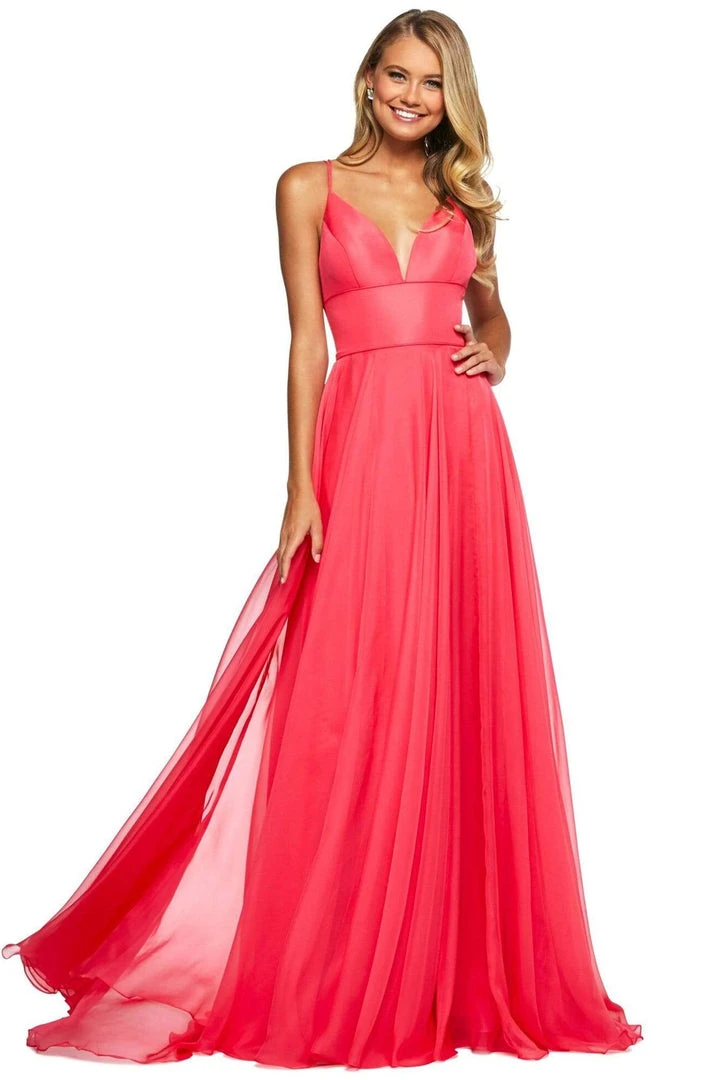 Sherri Hill - 53634 Plunging V-Neck A-Line Chiffon Dress 5 Sherri Hill - 53634 Plunging V-Neck A-Line Chiffon Dress