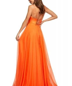 Sherri Hill - 53634 Plunging V-Neck A-Line Chiffon Dress