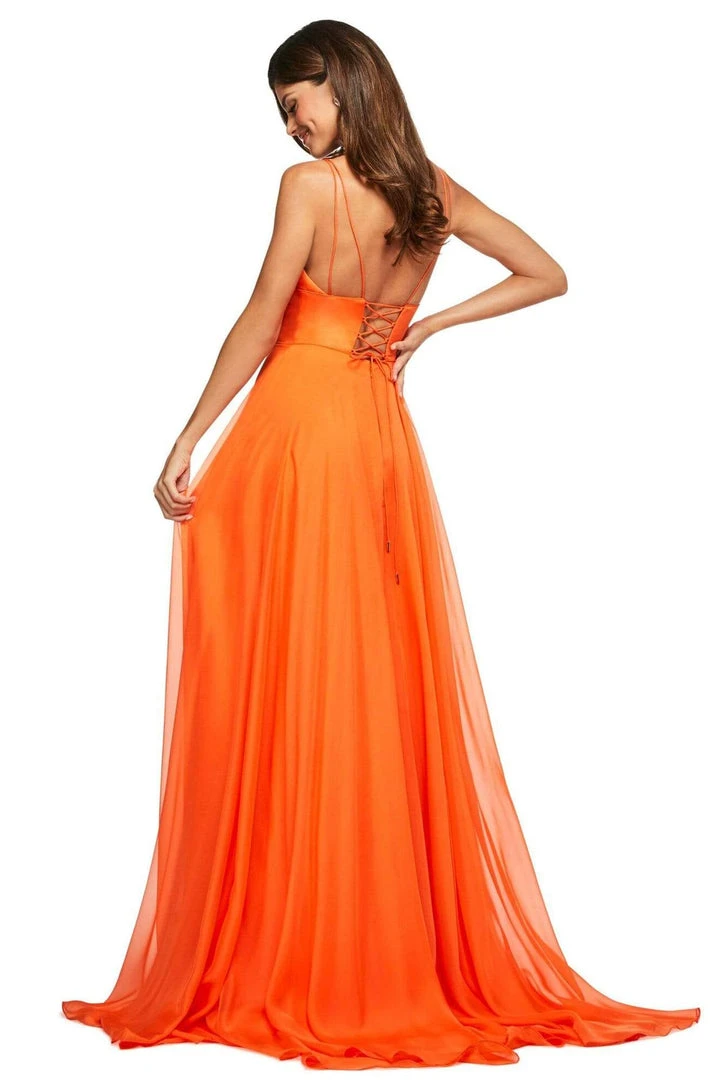 Sherri Hill - 53634 Plunging V-Neck A-Line Chiffon Dress 4 Sherri Hill - 53634 Plunging V-Neck A-Line Chiffon Dress