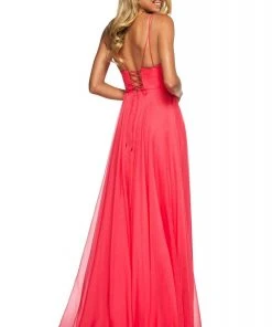 Sherri Hill - 53634 Plunging V-Neck A-Line Chiffon Dress 9 Sherri Hill - 53634 Plunging V-Neck A-Line Chiffon Dress