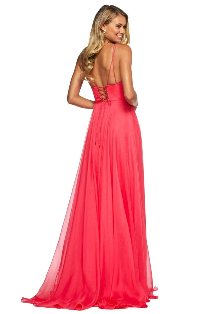 Sherri Hill - 53634 Plunging V-Neck A-Line Chiffon Dress 6 Sherri Hill - 53634 Plunging V-Neck A-Line Chiffon Dress