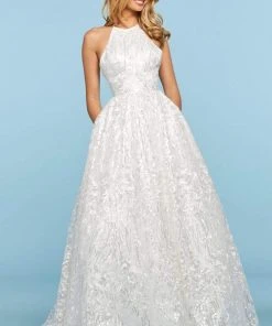 Sherri Hill - 53655 Halter Sequins A-Line Dress