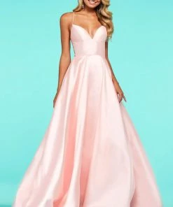 Sherri Hill - 53661 V-Neck Spaghetti Strapped Taffeta Dress