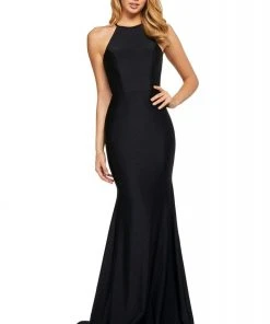 Sherri Hill - 53663 Halter Neck Trumpet Dress With Train