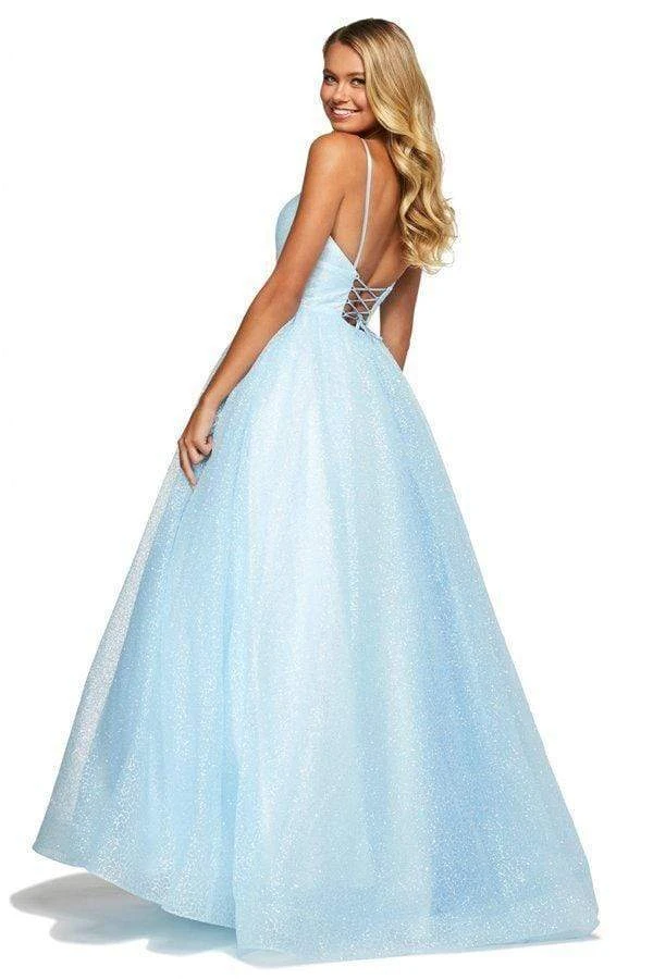 Sherri Hill - 53665 Deep V-neck Glitter Tulle Ballgown 4 Sherri Hill - 53665 Deep V-neck Glitter Tulle Ballgown