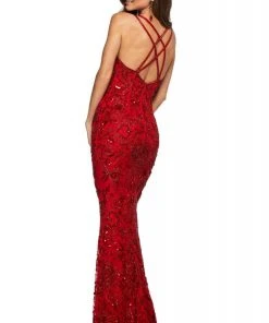 Sherri Hill - 53689 V-Neck Beaded Sheath Dress