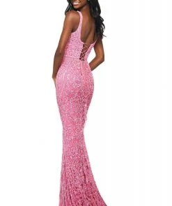 Sherri Hill - 53691 Scoop Back Beaded Fitted Dress