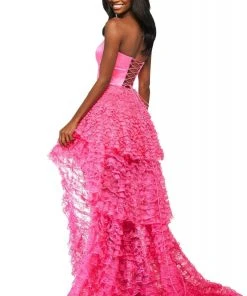 Sherri Hill - 53720 Ruffled Strapless High-Low Dress