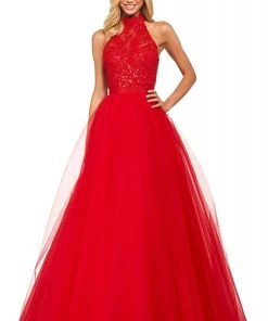 Sherri Hill - 53727 High Halter Open Back Ballgown
