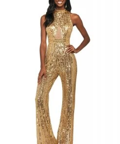 Sherri Hill - 53729 High Neck Fully Beaded Fitted Jumpsuit