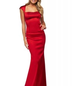 Sherri Hill - 53734 Square Neck Stretch Satin Long Dress