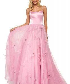 Sherri Hill - 53744 Scoop Floral Applique A-Line Dress