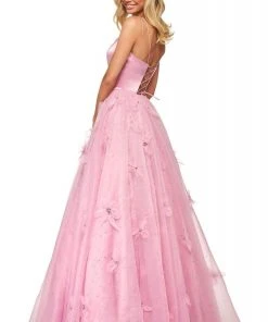 Sherri Hill - 53744 Scoop Floral Applique A-Line Dress