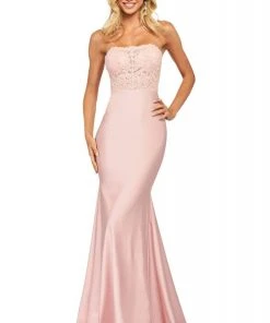 Sherri Hill - 53751 Strapless Applique Trumpet Dress