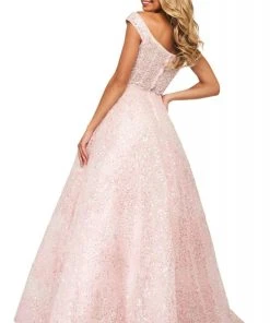 Sherri Hill - 53758 Cap Sleeve Sequins Ballgown Dress