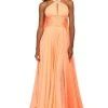 Sherri Hill - 53761 Keyhole Slit Halter Chiffon A-Line Dress