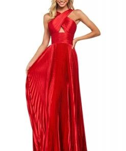 Sherri Hill - 53762 Halter Satin A-Line Evening Dress