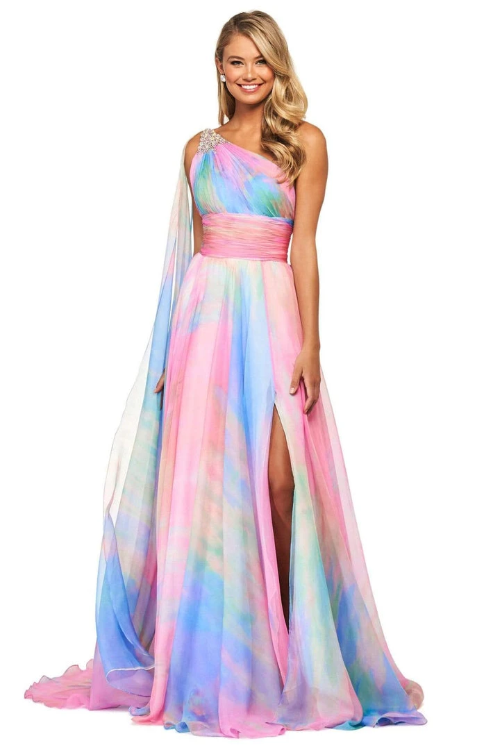 Sherri Hill - 53768 Single Shoulder Chiffon A-Line Dress 3 Sherri Hill - 53768 Single Shoulder Chiffon A-Line Dress
