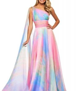 Sherri Hill - 53768 Single Shoulder Chiffon A-Line Dress 7 Sherri Hill - 53768 Single Shoulder Chiffon A-Line Dress
