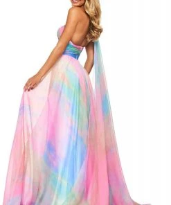 Sherri Hill - 53768 Single Shoulder Chiffon A-Line Dress