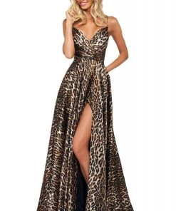 Sherri Hill - 53772 V-Neck Satin A-Line Dress