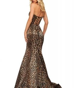 Sherri Hill - 53773 Straight-Across Lace-Up Fitted Dress