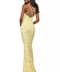 Sherri Hill - 53788 Beaded V-Neck Fitted Long Dress