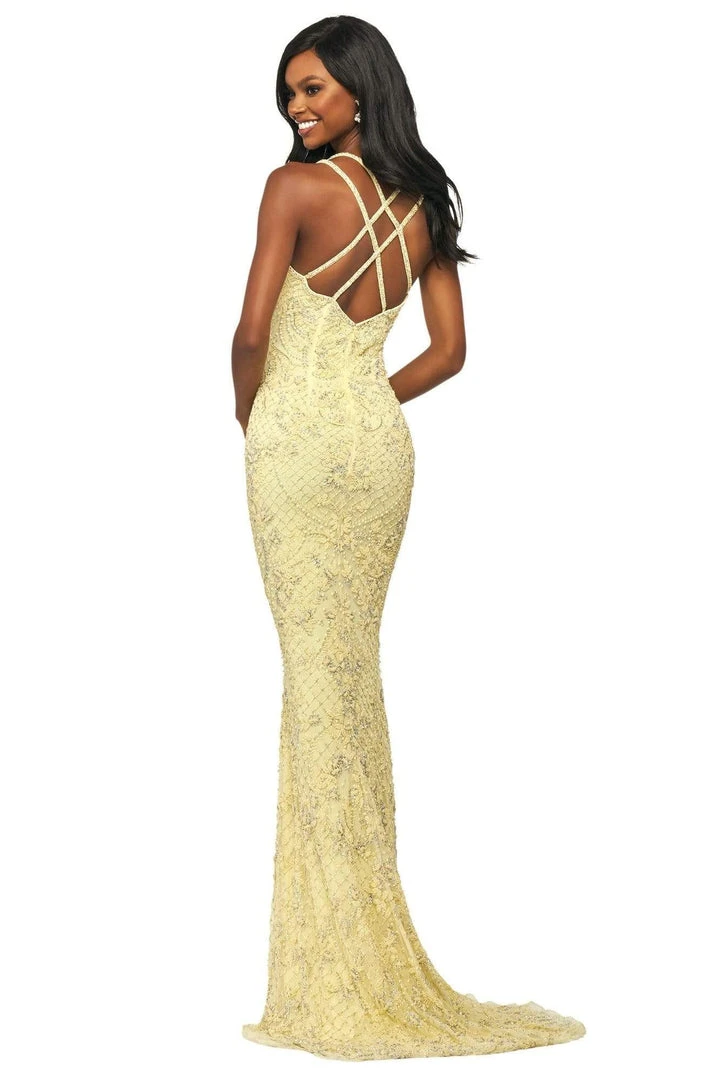 Sherri Hill - 53788 Beaded V-Neck Fitted Long Dress 4 Sherri Hill - 53788 Beaded V-Neck Fitted Long Dress