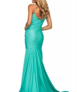 Sherri Hill - 53809 Ruched Sweetheart High-Low Jersey Dress