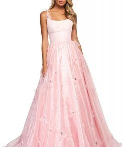 Sherri Hill - 53823 Scoop Neckline Floral Applique Organza Ballgown 7 Sherri Hill - 53823 Scoop Neckline Floral Applique Organza Ballgown