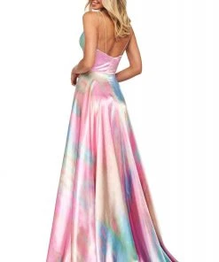 Sherri Hill - 53824 V-Neck Satin A-Line Dress