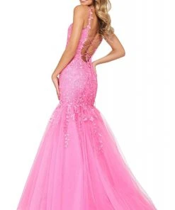 Sherri Hill - 53826 Scoop Neckline Applique Mermaid Dress