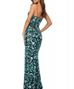 Sherri Hill - 53828 Beaded Scoop Evening Dress With Slit 9 Sherri Hill - 53828 Beaded Scoop Evening Dress With Slit