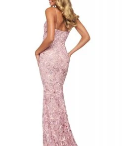 Sherri Hill - 53828 Beaded Scoop Evening Dress With Slit