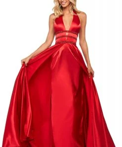 Sherri Hill - 53833 Plunging Halter Satin A-Line Dress 7 Sherri Hill - 53833 Plunging Halter Satin A-Line Dress