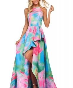 Sherri Hill - 53871 Neckline Taffeta A-Line Dress