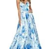 Sherri Hill - 53886 V-Neck Satin Floral Dress