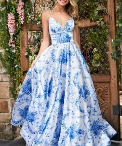 Sherri Hill - 53886 V-Neck Satin Floral Dress 10 Sherri Hill - 53886 V-Neck Satin Floral Dress