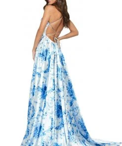 Sherri Hill - 53902 Scoop Neckline Floral A-Line Dress