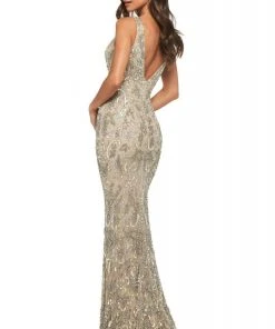 Sherri Hill - 53912 V-Neck Beaded Sheath Dress