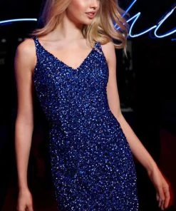 Sherri Hill - 53931 Cutout Back Full Sequins Column Mini Dress